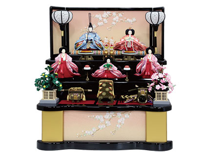 枝垂れ桜刺繍三段飾り