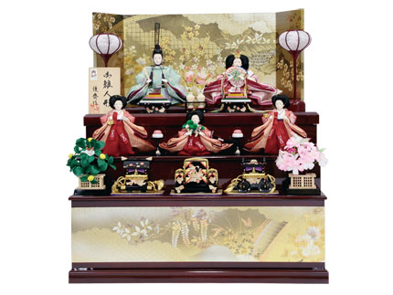 溜塗三段収納飾り