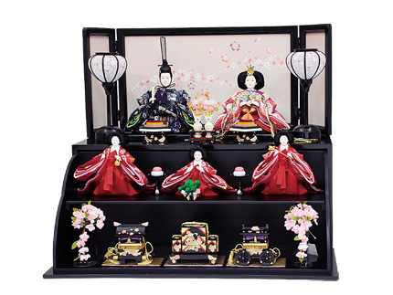 黒塗引出式収納飾り