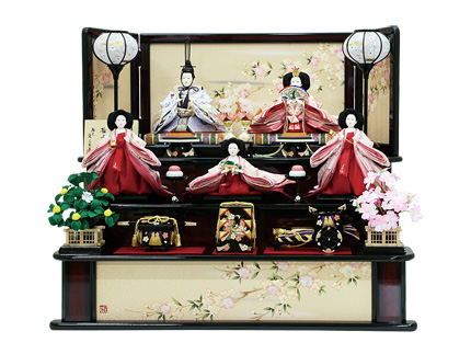 木目調金彩桜三段飾り