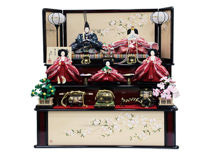 木目調金彩桜三段飾り