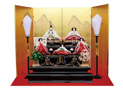 金彩刺繍五人三段飾り