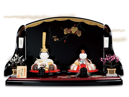 手描き盛上彩色満月朱玉飾り