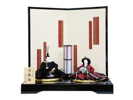 式正冠二曲屏風飾り