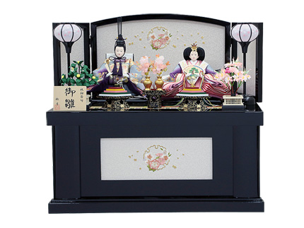 黒塗雪輪桜刺繍収納飾り