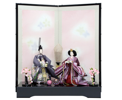 雪輪くす玉刺繍立雛飾り