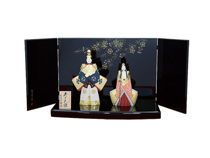 木目込本金蒔絵立雛飾り