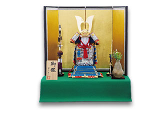 奉納鎧 12号縹色縅鎧飾り