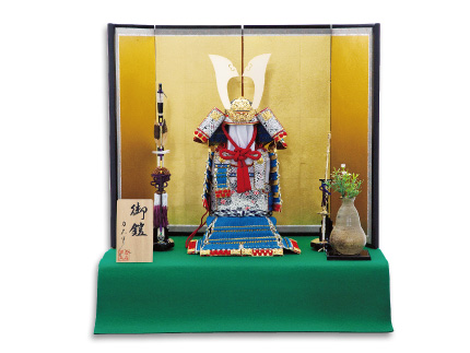 奉納鎧 12号縹色縅鎧飾り