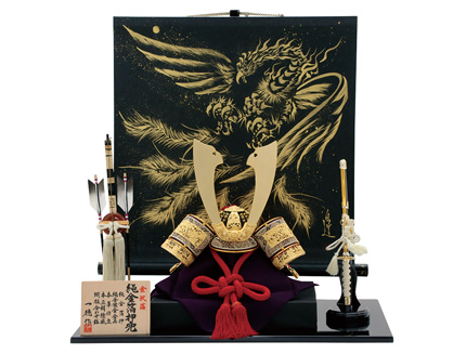 13号兜鳳掛軸床飾り